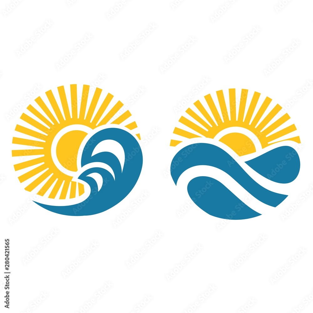 Abstract design of sun and sea icon. Vector illustration Abstract design of sun and sea icon. Vector illustration