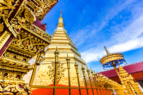 Wat Phra That Cho Hae, the Royal Temple, is a sacred ancient temple in Phrae, Thailand photo