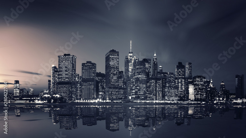 View of Manhattan Downtown in the evening  New York City