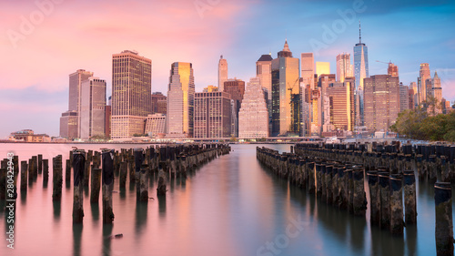 a gorgeous outlook on the lower Manhattan at sunset, New York City