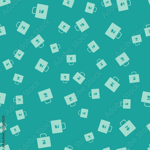 Green Coffee cup flat icon isolated seamless pattern on green background. Tea cup. Hot drink coffee. Vector Illustration