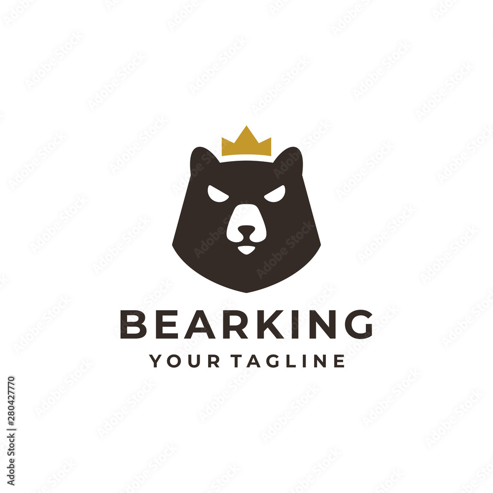 Bear crown logo and icon design vector.