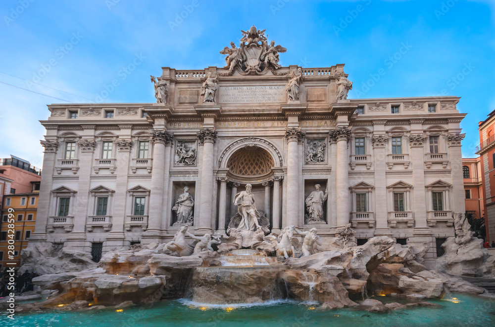 Rome Italy -Fontana di Trevi (Trevi Fountain),one of the most famous landmarks. Rome 