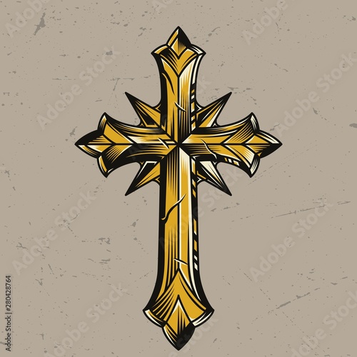 Vintage gold elegant religious cross template