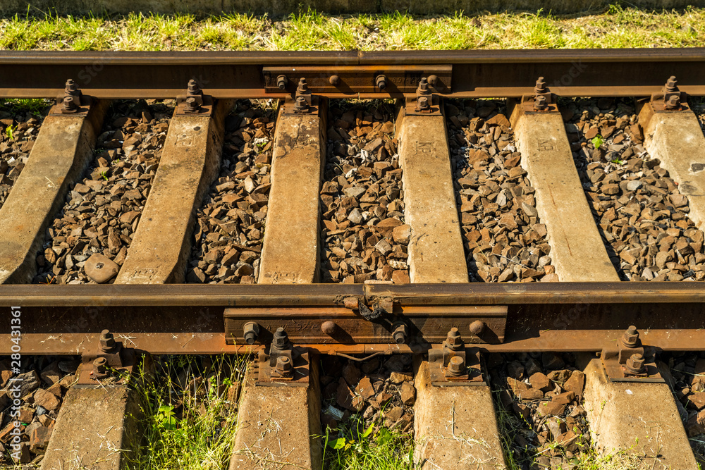 old railway rails on a sunny day old railway rails on a sunny day