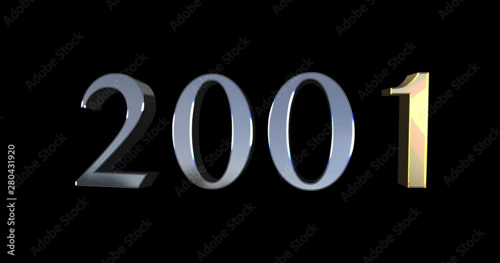 From 2000 To 2040 Countdown 3D Loop. Choose Your Year: 2000, 2010, 2020, 2030, 2040… Gold And Silver Number On A Black Background - DCi 4K Ultra Animation