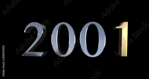 From 2000 To 2040 Countdown 3D Loop. Choose Your Year: 2000, 2010, 2020, 2030, 2040… Gold And Silver Number On A Black Background - DCi 4K Ultra Animation