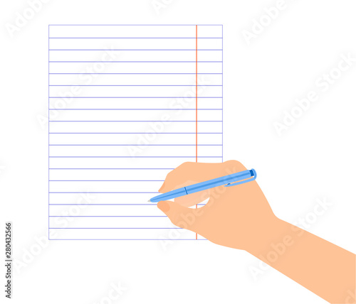 pen in right hand on lined paper ready to write signature