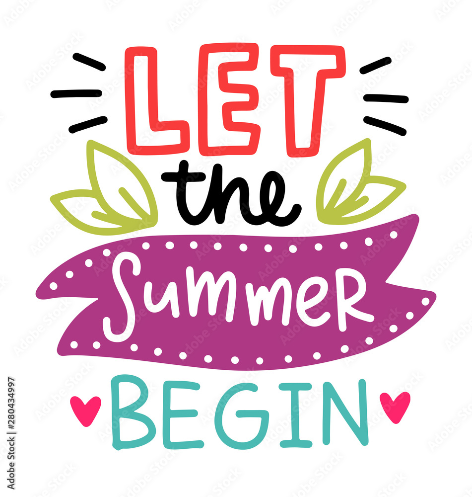 Summer lettering composition with decor.