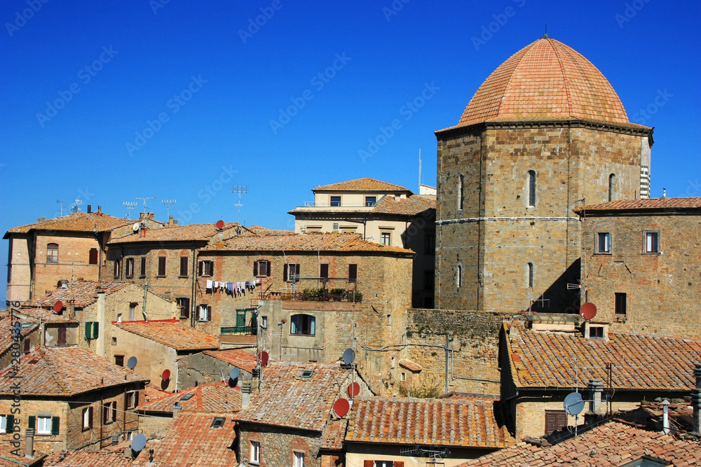 Panorama of the medieval city of Volterra, Italy