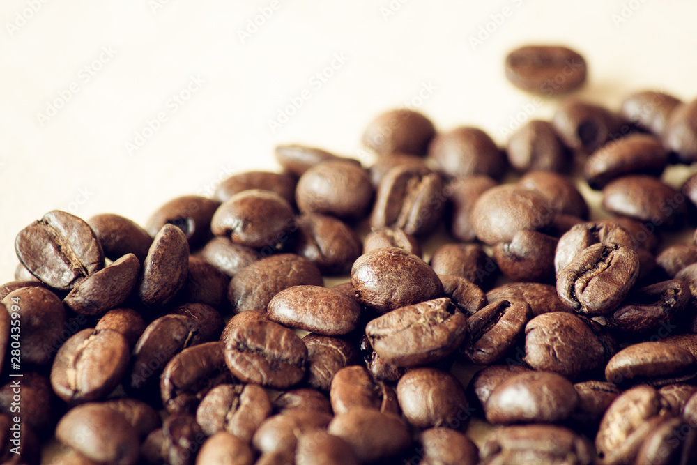 Closeup of roasted black coffee beans Closeup of roasted black coffee beans