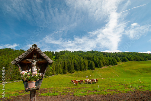 The Chapel of the Holy Spirit, 1455, Predoi, Prettau, Aurina Valley, Valle Aurina, Ahrntal, South Tirol, Alto Adige, Italy, Europe.  photo