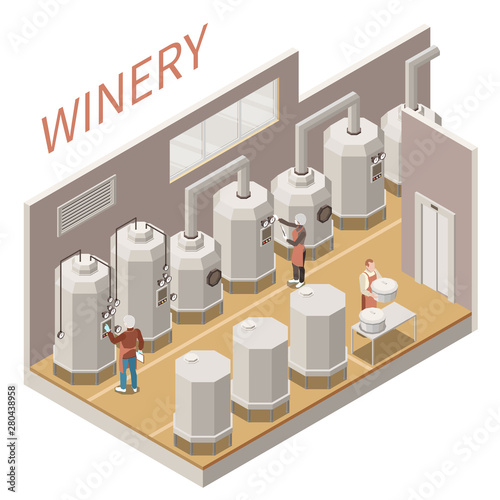 Wine Production Isometric Composition