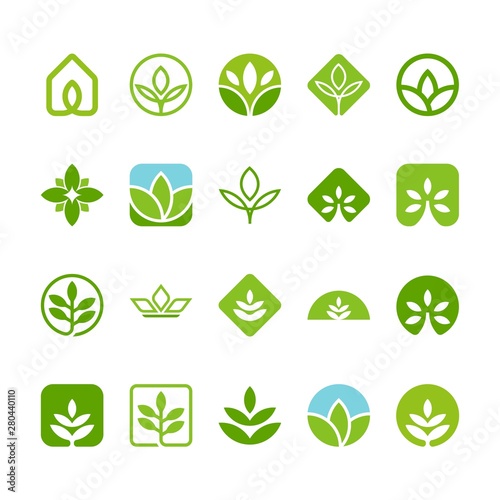 Set of Agriculture Farm Nature Logo Isolated Vector