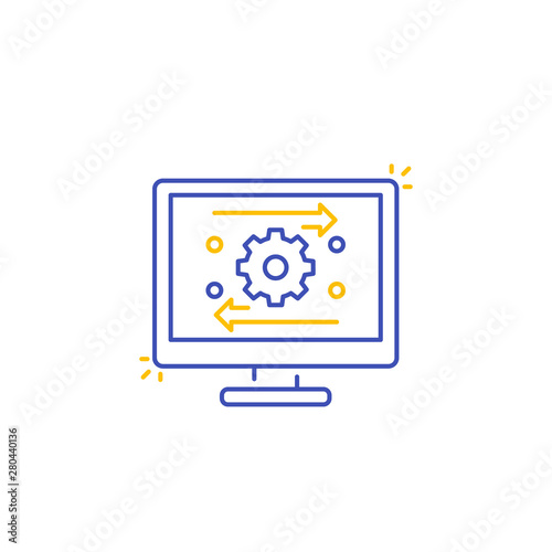 automation and optimization software vector line icon