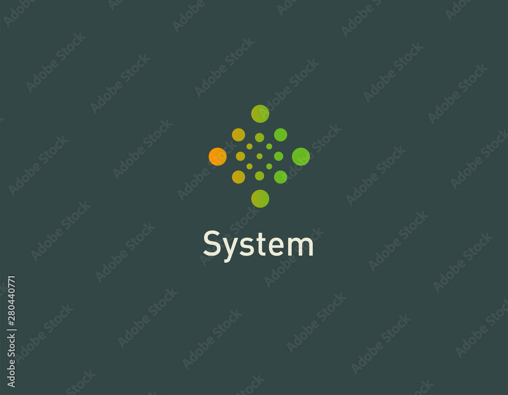 Creative abstract gradient logo icon pattern from circles system balance technology for company