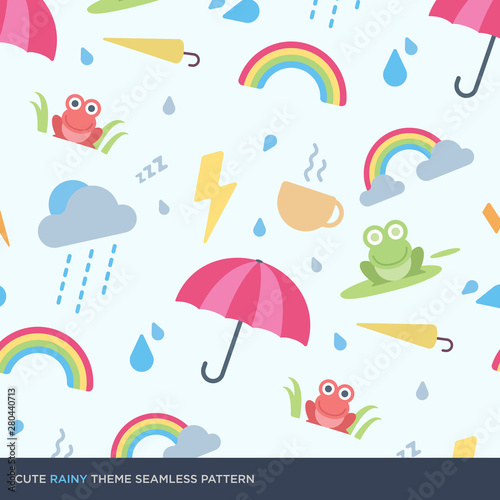 cute rainy season theme seamless pattern vector