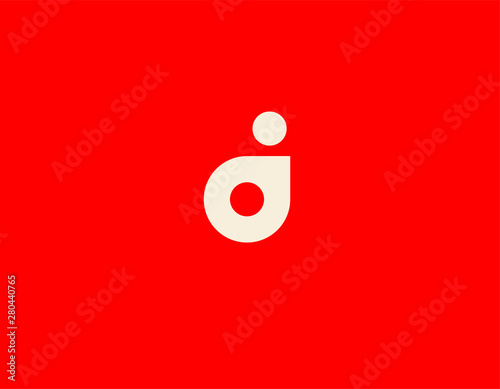 Creative abstract logo icon on red background two circles for business company