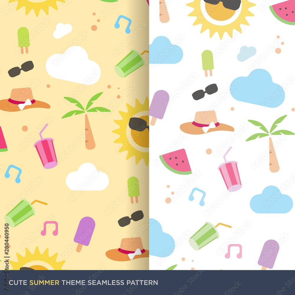Cute summer theme seamless pattern vector