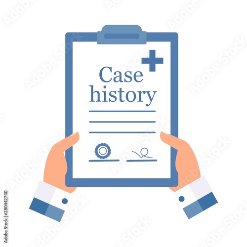 Case history. Document. Vector illustration.