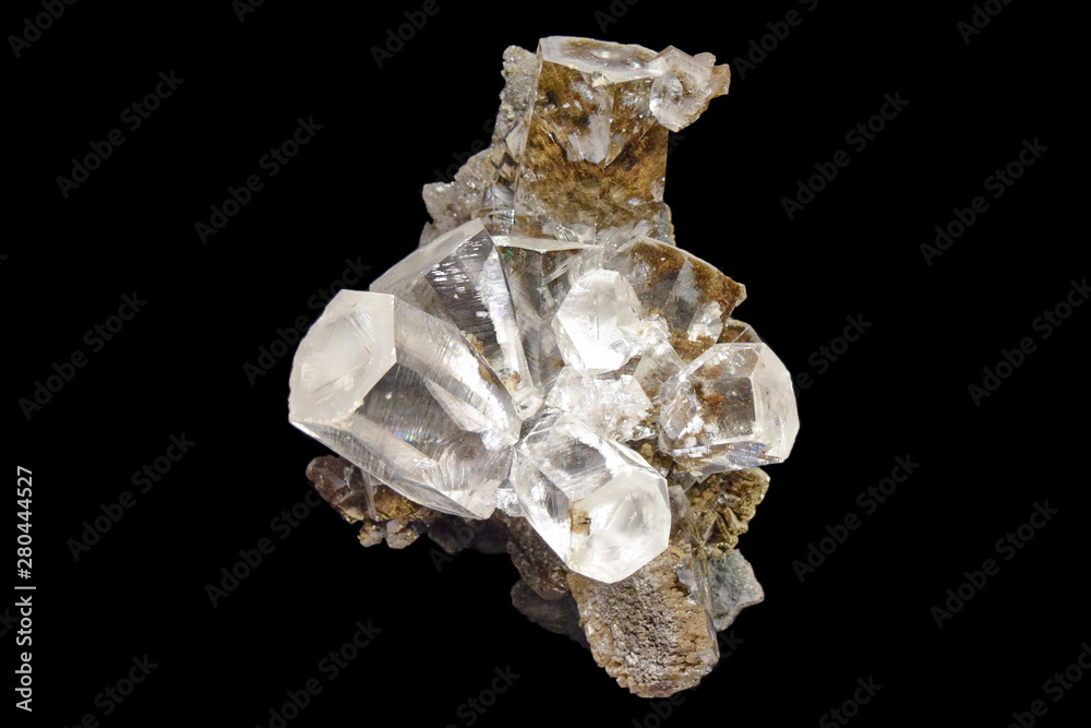 Photo of Calcite on black background Photo of Calcite on black background