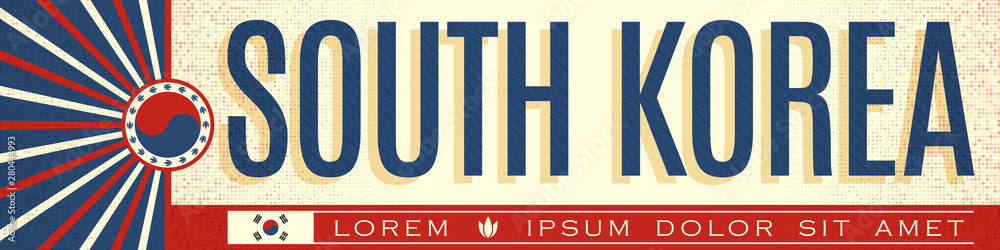 South Korea Banner design, typographic vector illustration, Korean Flag colors