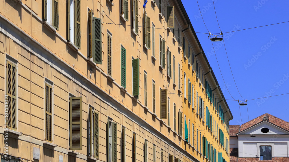 palazzi storici colorati in centro a milano in italia, colorful historic buildings in the center of Milan in Italy