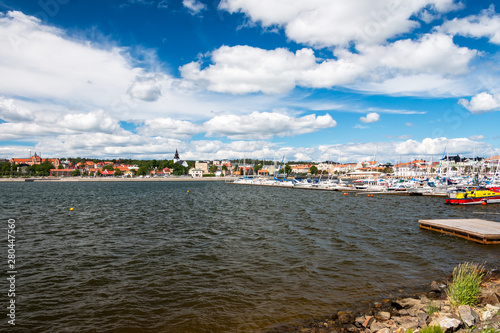 Fototapeta Naklejka Na Ścianę i Meble -  Beautiful city view of Hudiksvall a city in the province Gävleborgs län Sweden
