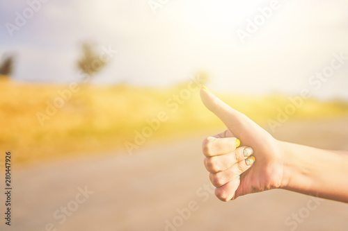 Hand of woman traveler