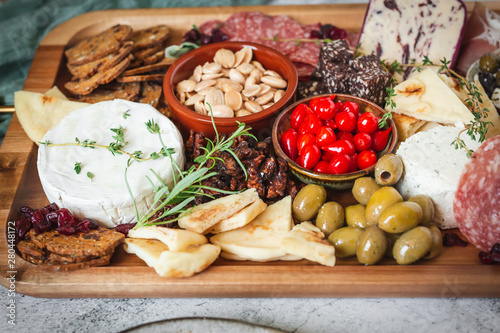 Canvas Print Charcuterie Board with Cheese and Olives