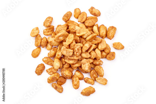 Sugared almond nuts, flat lay, isolated on white background