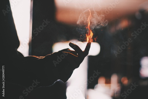 Finger in fire