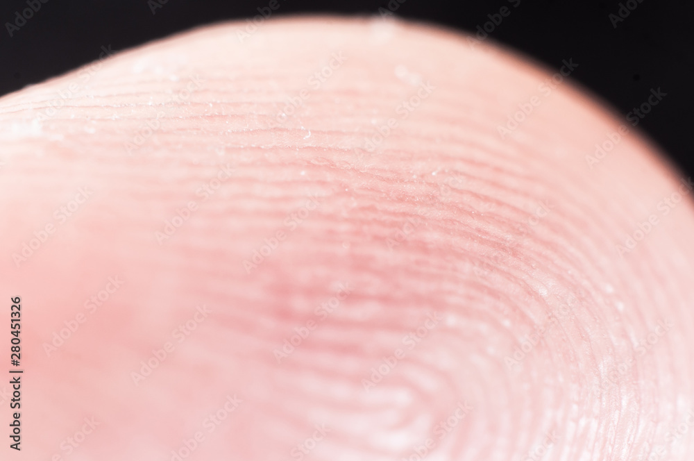 Fototapeta premium The skin of a finger on a human hand close-up, macro
