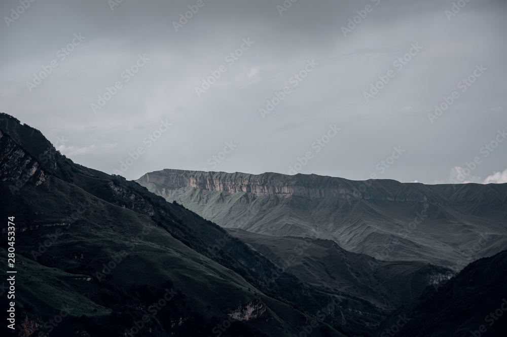 The Caucasus mountains in Georgia country. Beautiful mountain landscape.Nature and Mountain background.