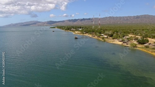 Wooden dock and hut at the Gulf of Cariaco photo