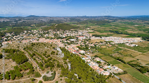 Aerial view of Roquefort des Corbieres in the Aude