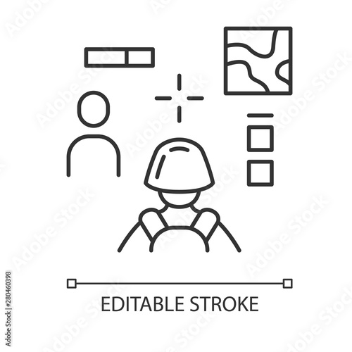 3d shooter linear icon. Online multiplayer. Cybersport, esport competition, mission. Computer game interface. Thin line illustration. Contour symbol. Vector isolated outline drawing. Editable stroke
