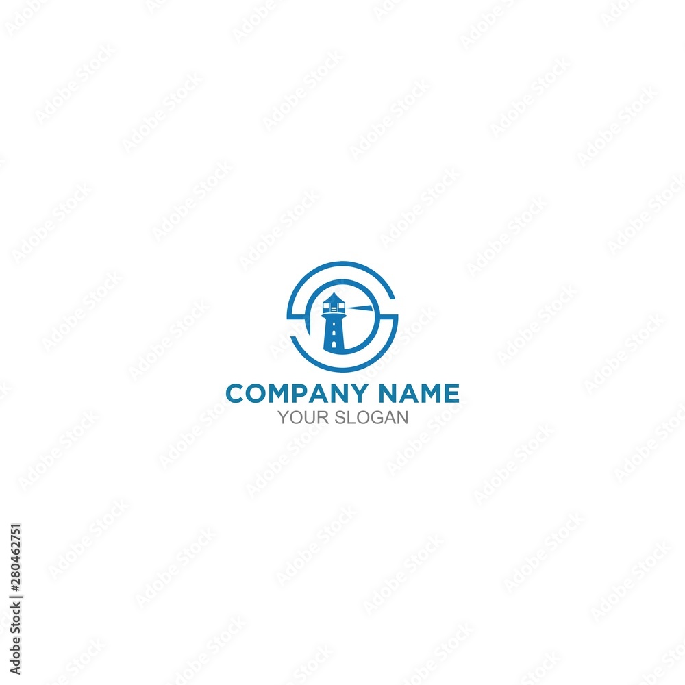 Blue SP Lighthouse Logo Design Vector