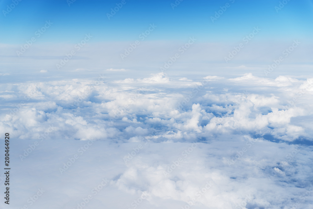 Panoramic cloudscape, view from airplane Panoramic cloudscape, view from airplane