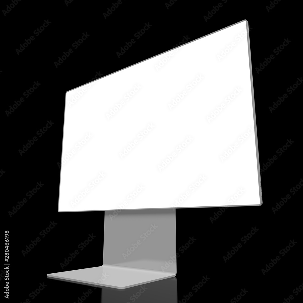 3D brandless monitor with empty screen on black background - great as a template