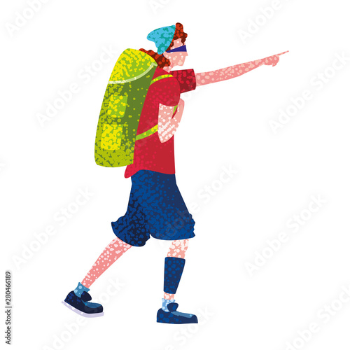 man with backpack hiking wanderlust