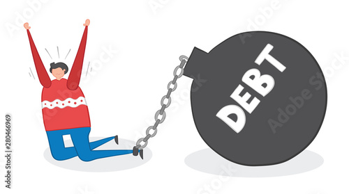 Man owes a lot of money. hand-drawn vector illustration.