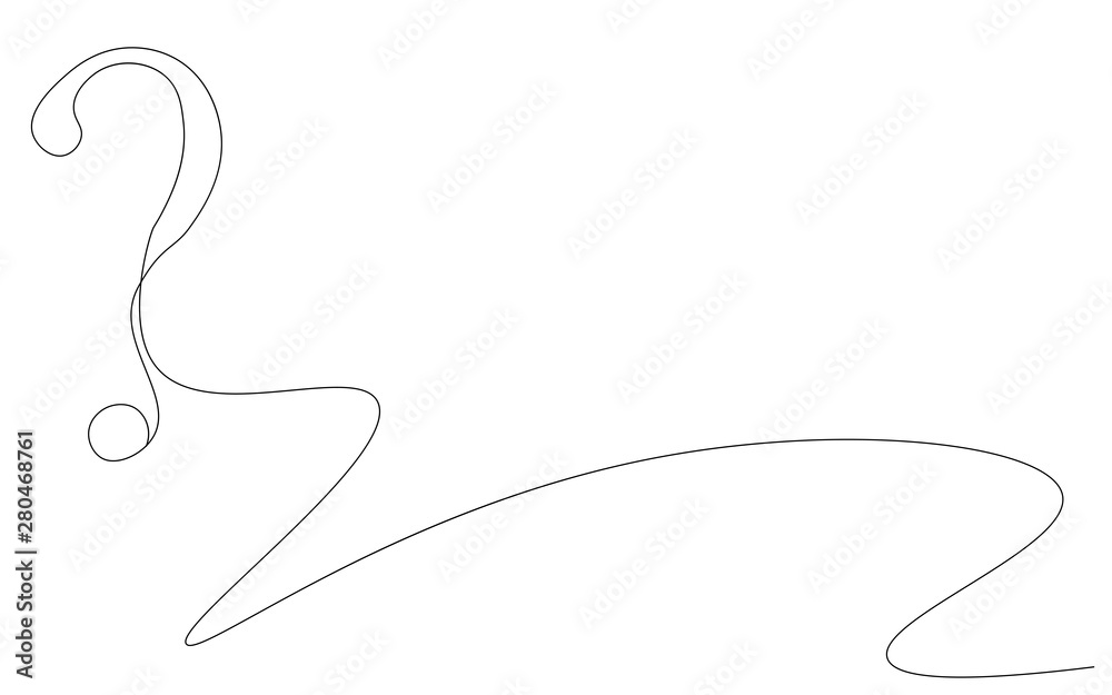 Question mark one line drawing, vector illustration Question mark one line drawing, vector illustration