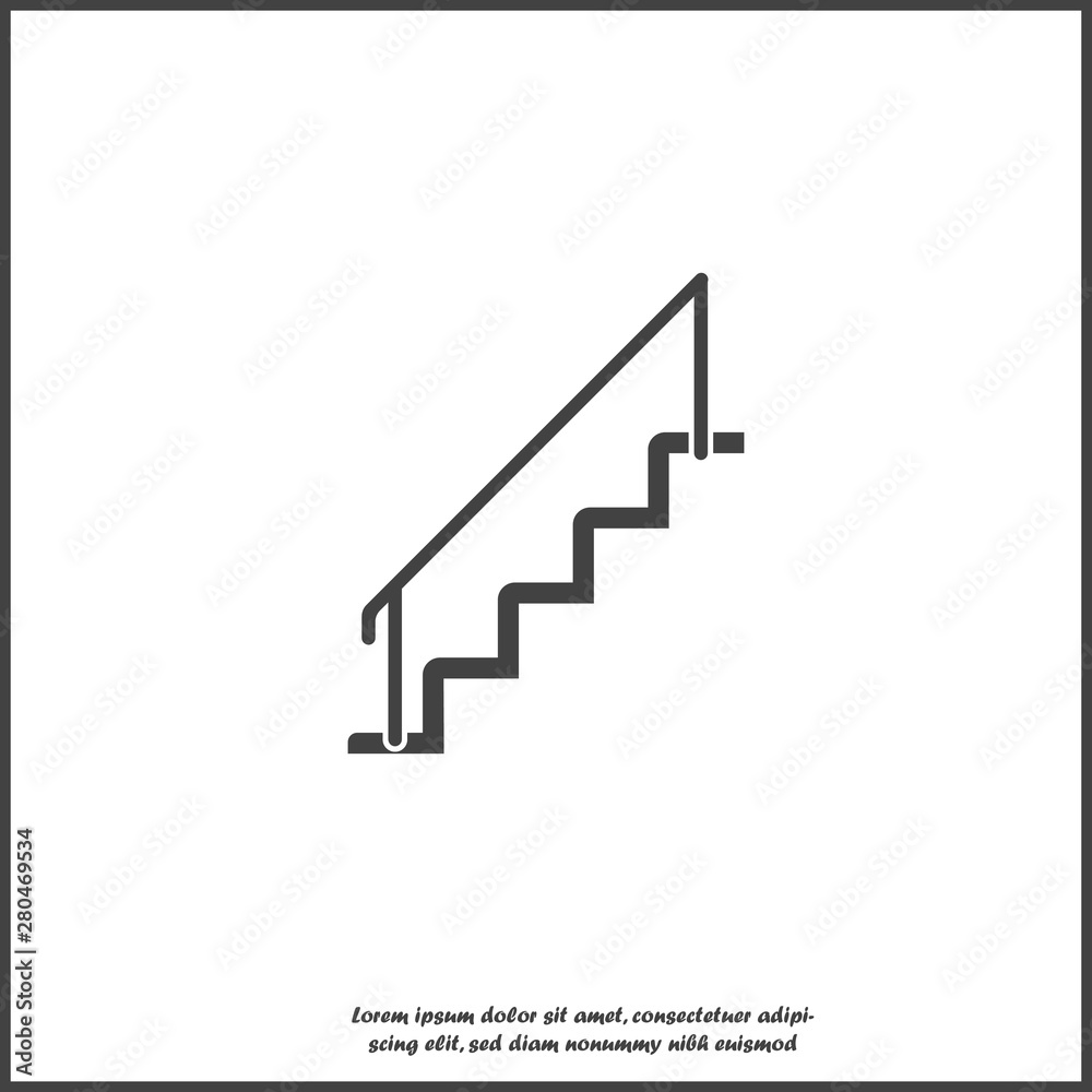 Vector staircase icon on white isolated background. Layers grouped for easy editing illustration. For your design. Vector staircase icon on white isolated background. Layers grouped for easy editing illustration. For your design.