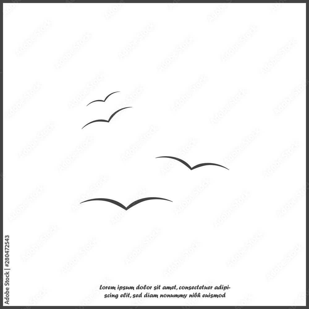 Naklejka premium Flock of birds. Bird vector icon on white isolated background.