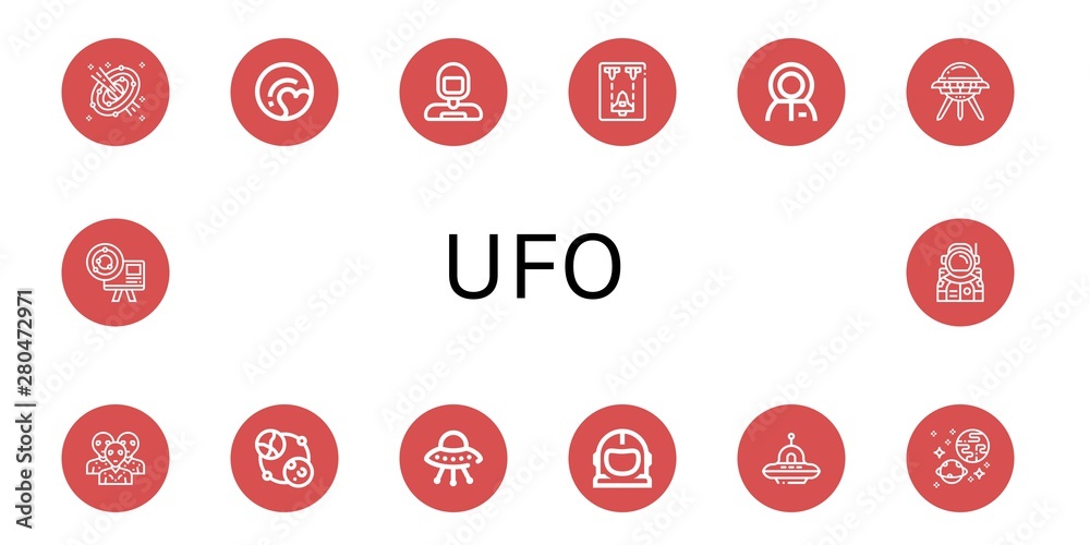 Set of ufo icons such as Space, Pluto, Astronaut, Spaceship, Ufo, Alien, Astronomy, Space suit, Universe , ufo