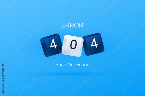 Error 404 page not found template for website. 404 written with computer buttons. Computer keyboard keys. Vector illustration eps 10