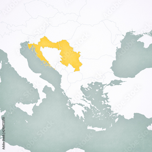 Map of Balkans - Serbia and Croatia