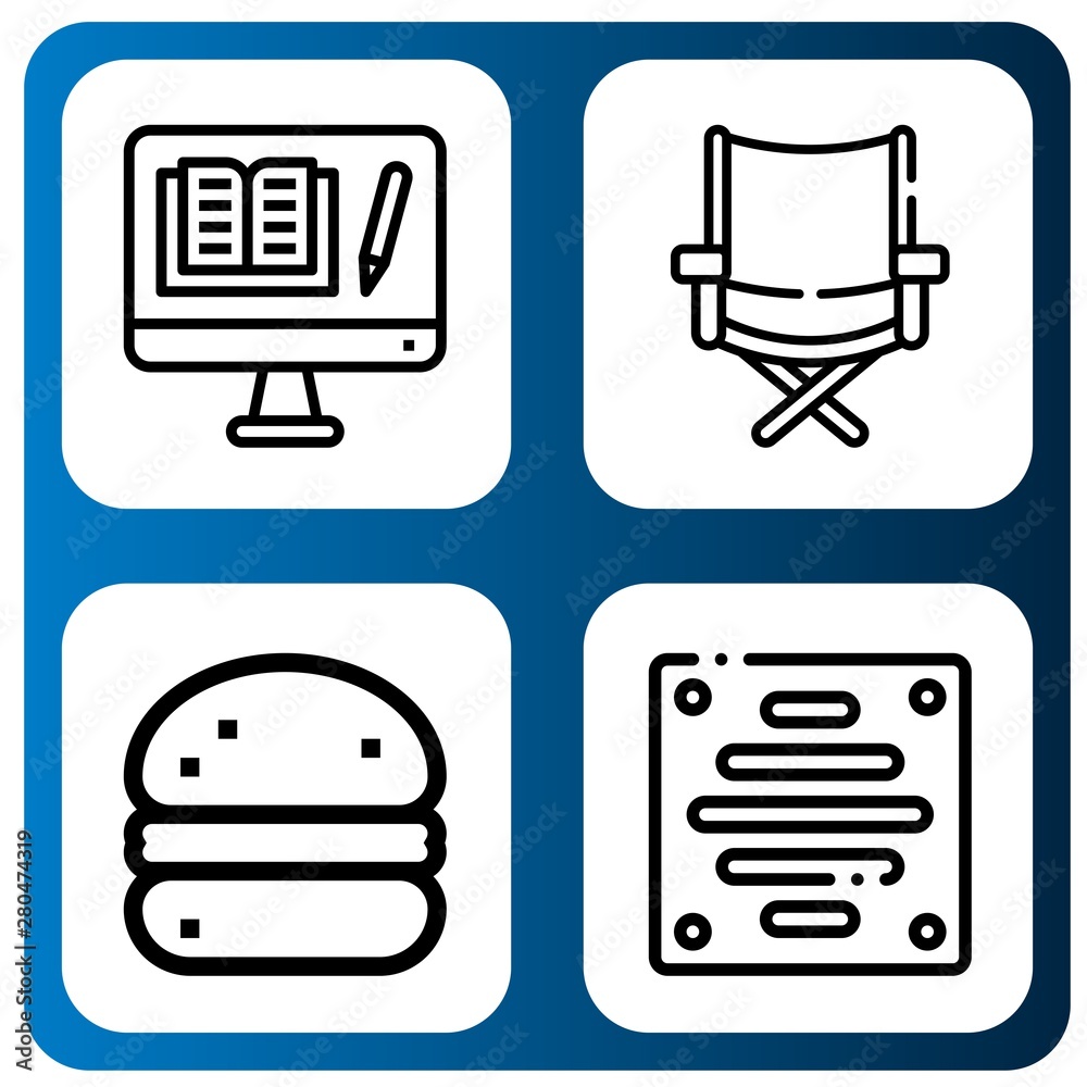 Set of tv icons such as Computer, Directors chair, Bola de berlim, Extractor , tv Set of tv icons such as Computer, Directors chair, Bola de berlim, Extractor , tv