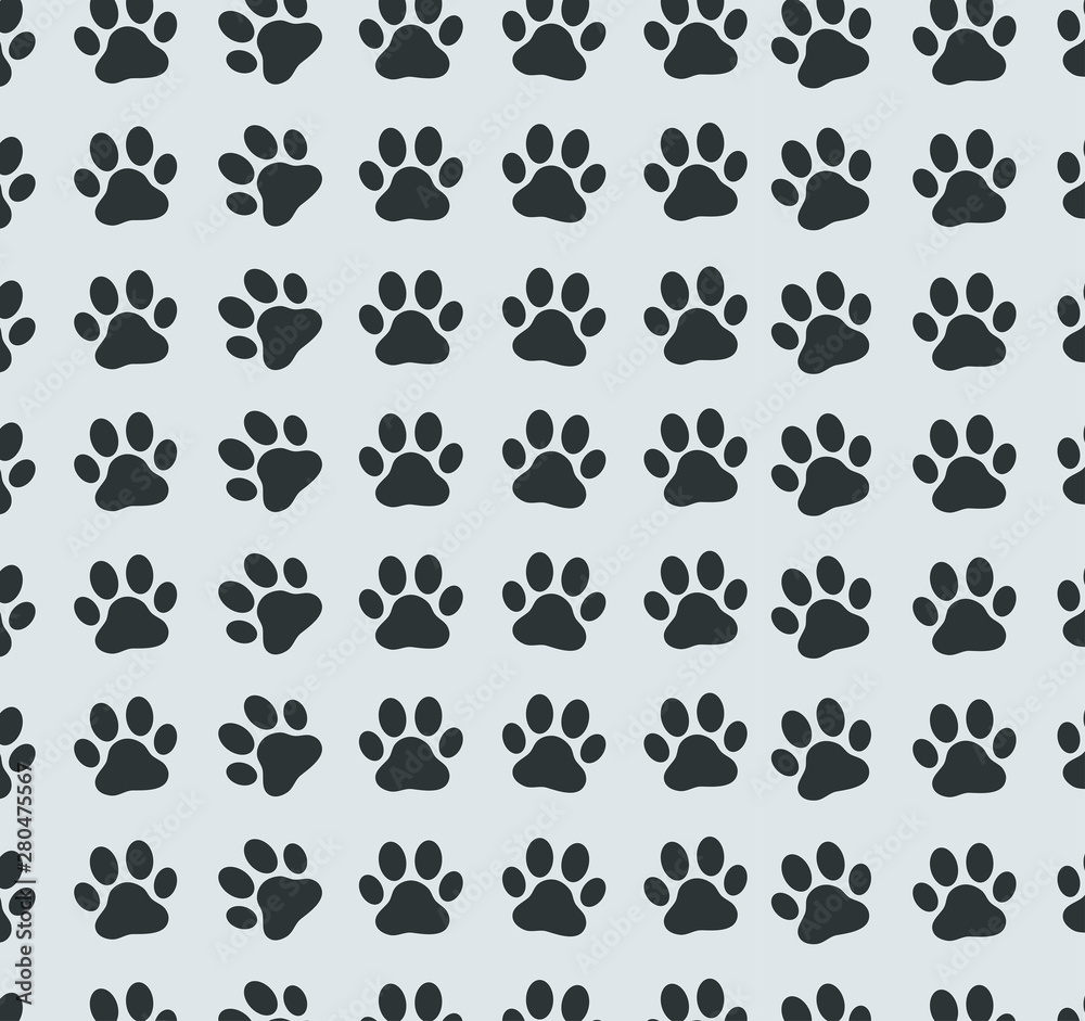 Black Paws Pattern. Flat Design. Black Paws Pattern. Flat Design.